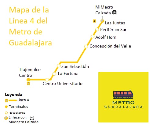 Mapa Línea 4 Tren Ligero Guadalajara